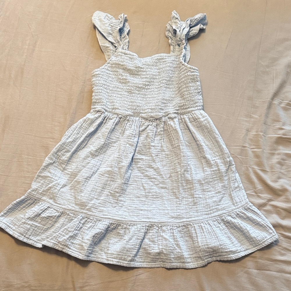 Cat & Jack Light Blue Flutter Sleeve Sun Dress - Size S (6/7)